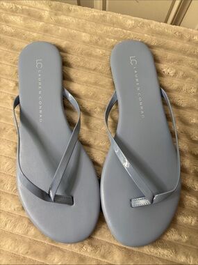 EUC LC Lauren Conrad Pastel Blue Patent Strap Sandals